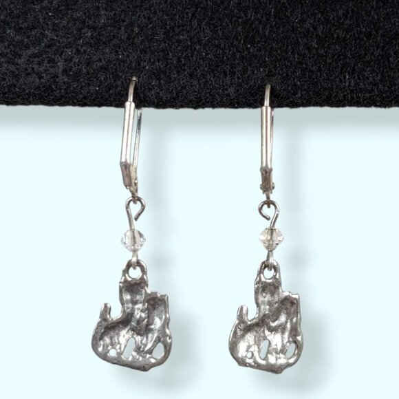 (2/$20) Vintage Dangling Cat Pair Earrings - Picture 4 of 5